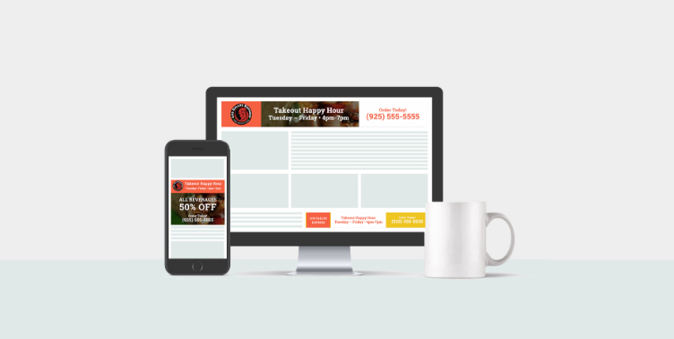 Rev.Up Now ad examples on desktop and mobile