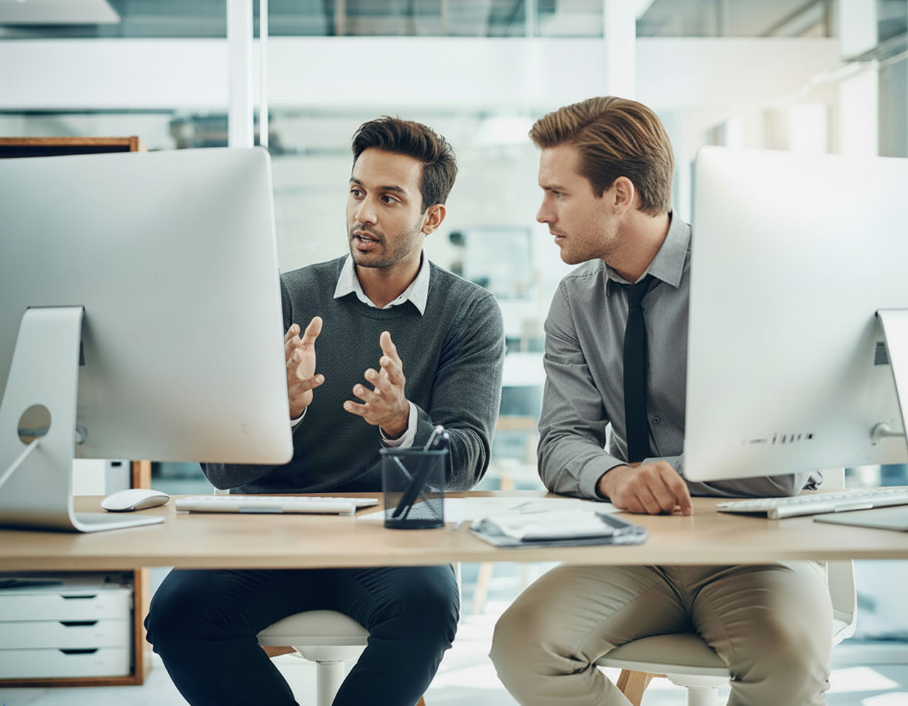 Two developers in discussion